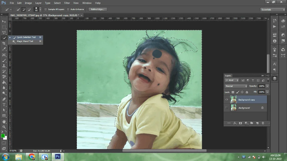 Step 2 to remove photo background in Photoshop