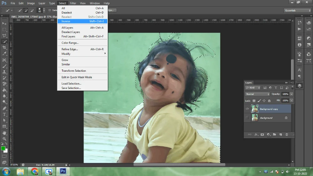 Step 3 to remove photo background in Photoshop