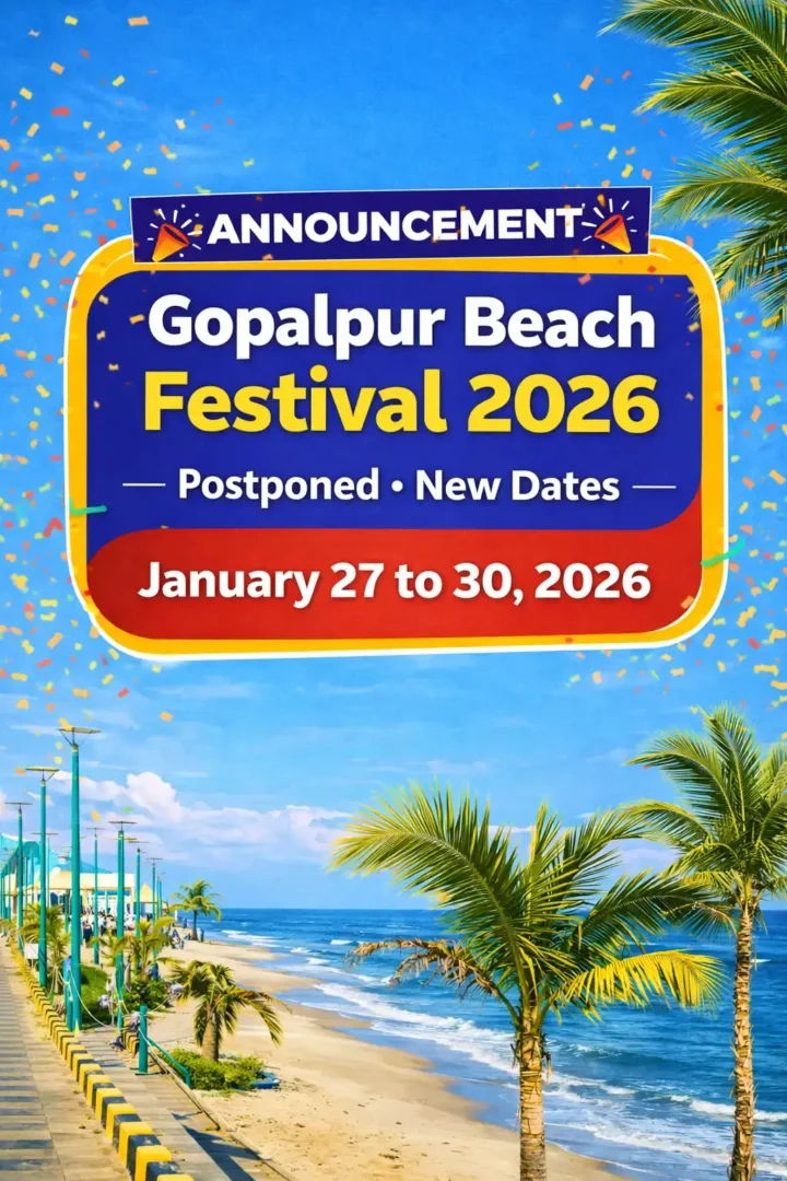 Gopalpur Beach Festival 2026 dates announcement banner January 22 to 26 at Gopalpur Beach Odisha