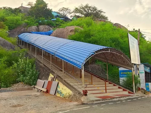 Devotees climbing 1240 steps to Balakumari Temple in Ganjam