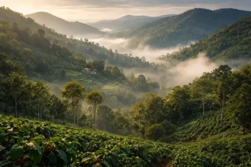 Araku Valley hill station in Andhra Pradesh surrounded by green hills and coffee plantations