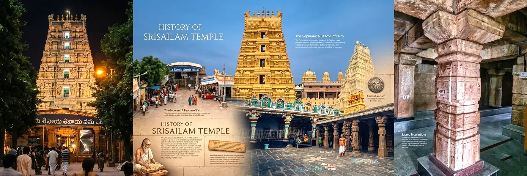 Ancient architecture and carvings of Srisailam Mallikarjuna Temple Andhra Pradesh