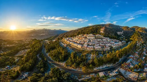 Tawang Monastery in Arunachal Pradesh with Himalayan mountain views